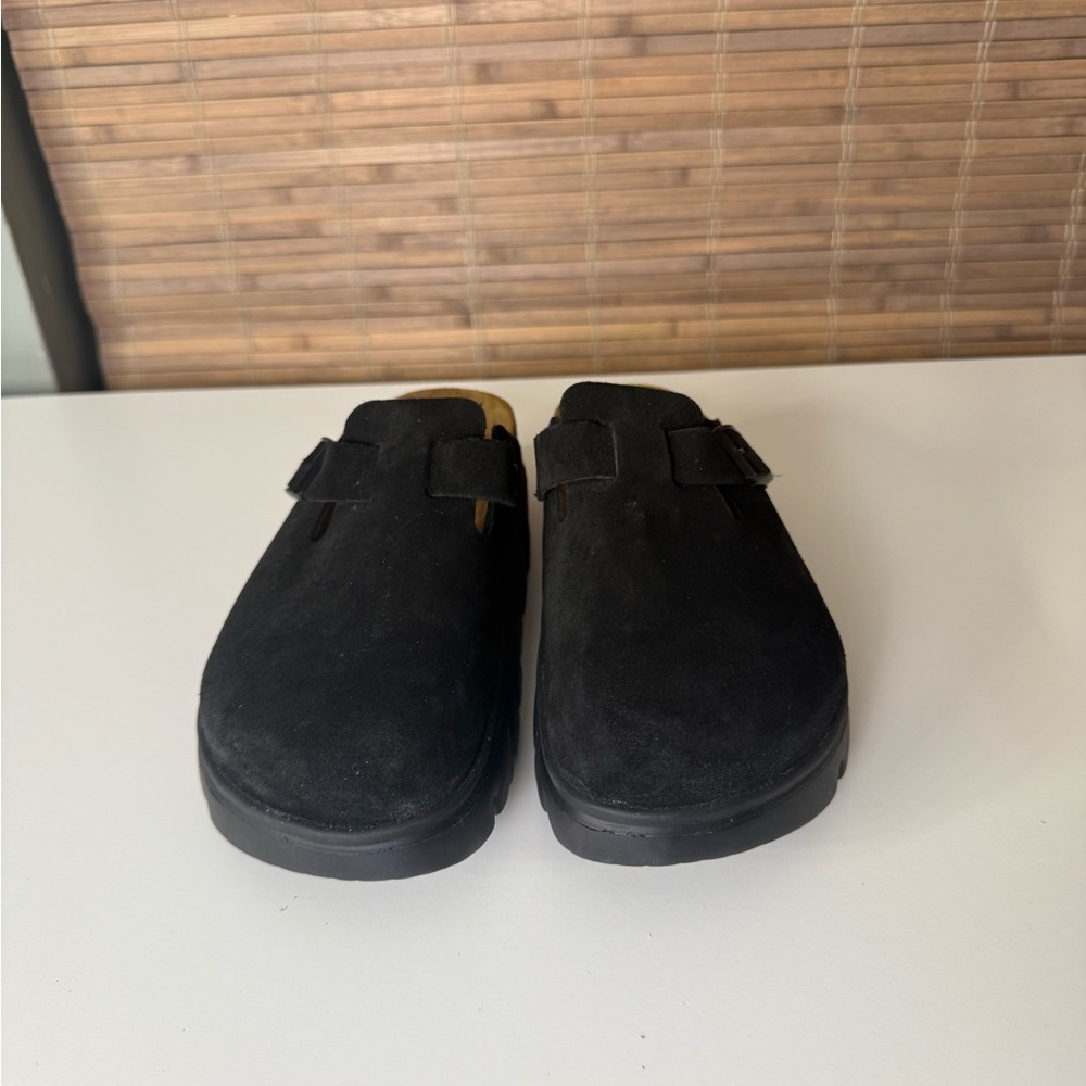 Birkenstock Papillo Boston Chunky Clogs in Black Suede 8 - Picture 2 of 9